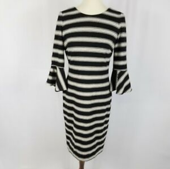 Calvin Klein Stripe Bell Sleeve Dress - Picture 2 of 6